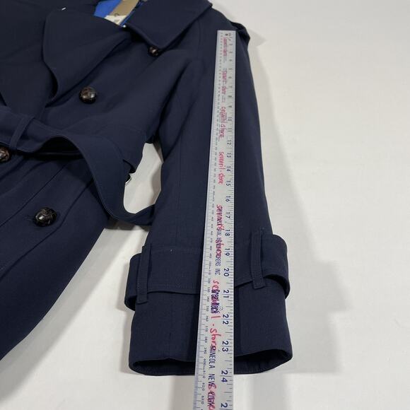 NWT Burberry The Regina Women Size 8 Wool Gabardine Long Trench Coat Navy $2,890 - Picture 10 of 12
